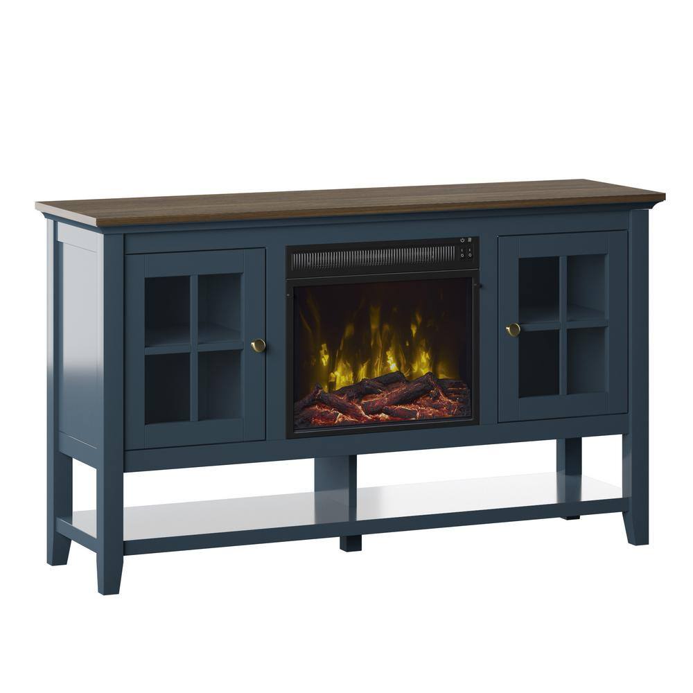 Twin Star Home 54 in. Freestanding Electric Fireplace TV Stand in Fontana Blue 18MM6762-TPP02S