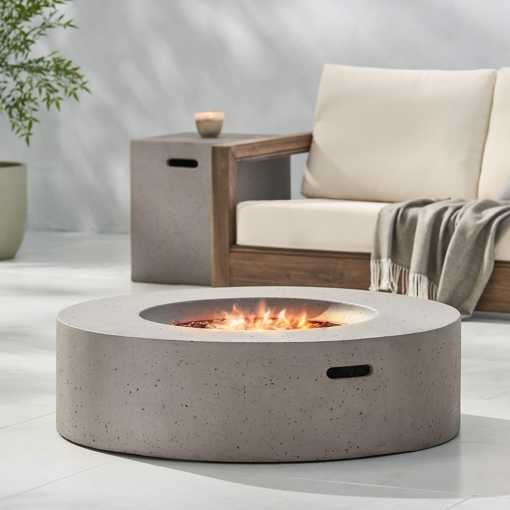 Aidan Circular 50K BTU Outdoor Gas Fire Pit Table with Tank Holder by Christopher Knight Home