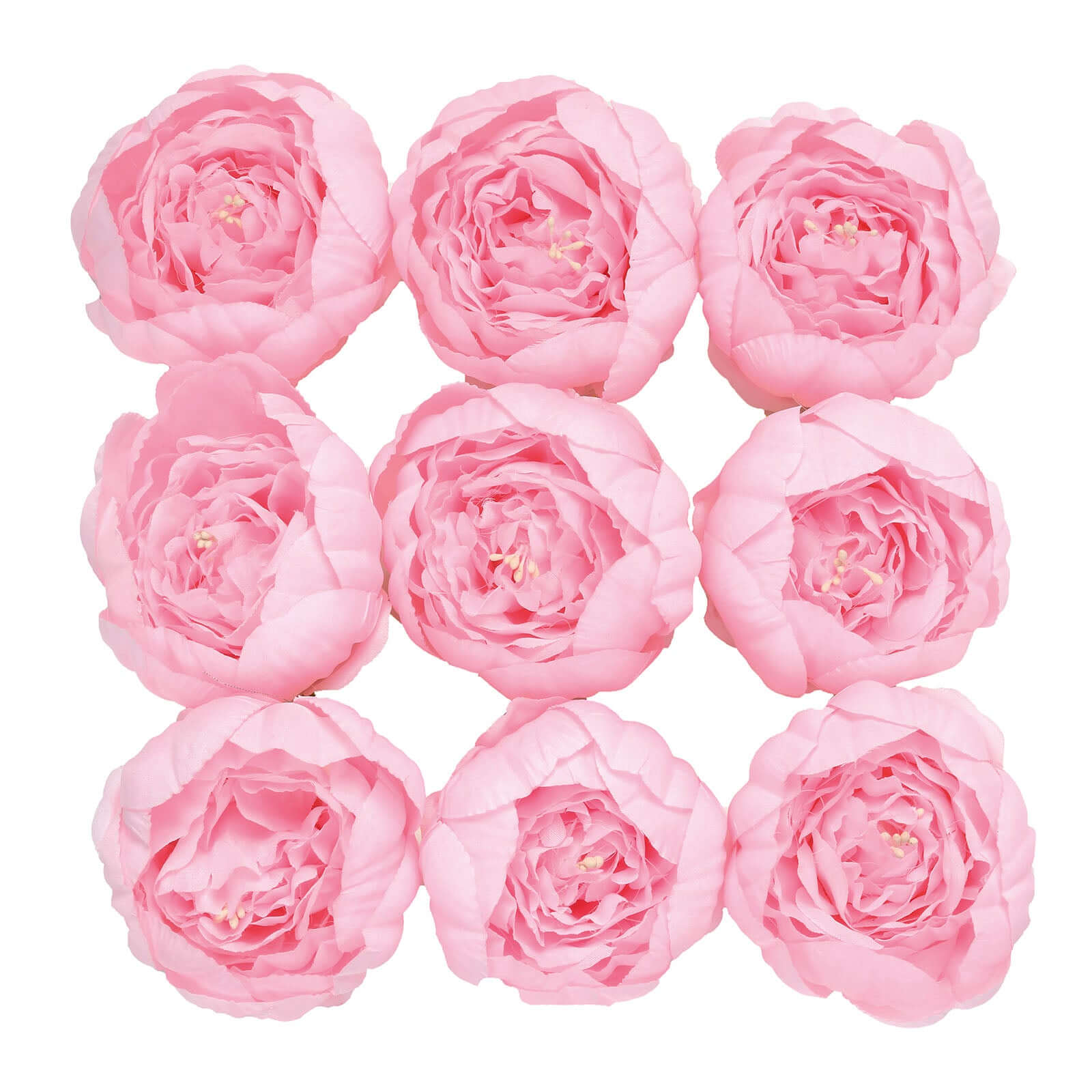 10 Pack Pink Artificial Silk DIY Craft Peony Flower Heads 3