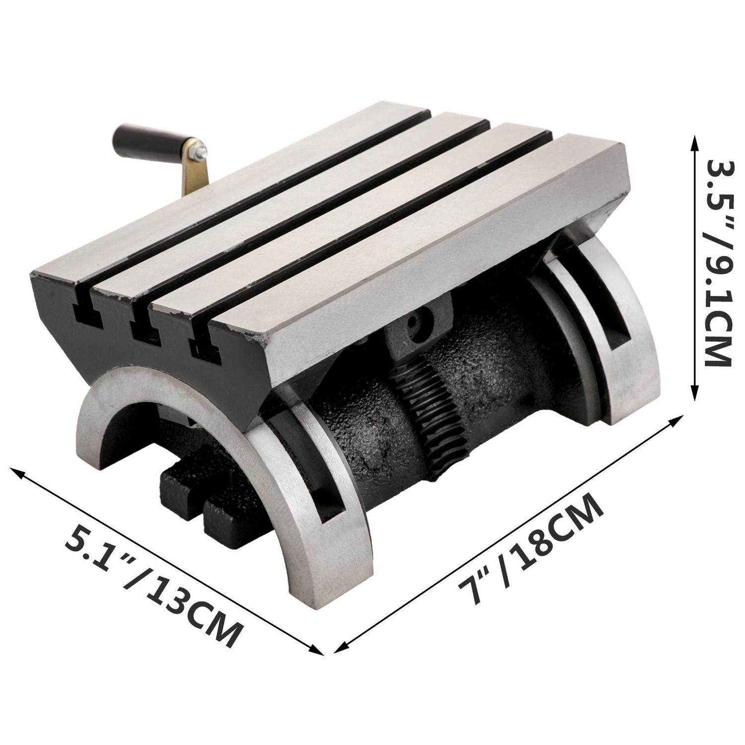 VEVOR Tilting Milling Table 7x5inch Tilting Angle Milling Machine 0-90A Adjustable Swivel Angle Plate with 3 T-slots and an Adjustable Crank Handle Heavy Duty Tilting Milling Machine for Grinding