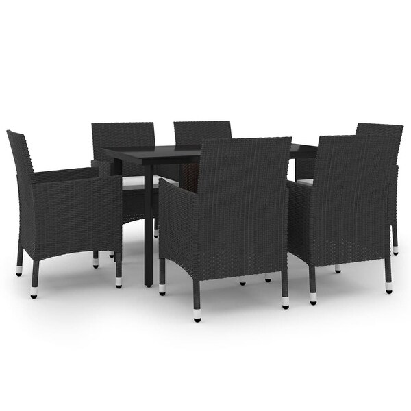 vidaXL Patio Dining Set Outdoor Table and Chair Set Poly Rattan and Glass