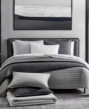 Vera Wang Herringbone Stitch Cotton 3 Piece Quilt Set， Queen