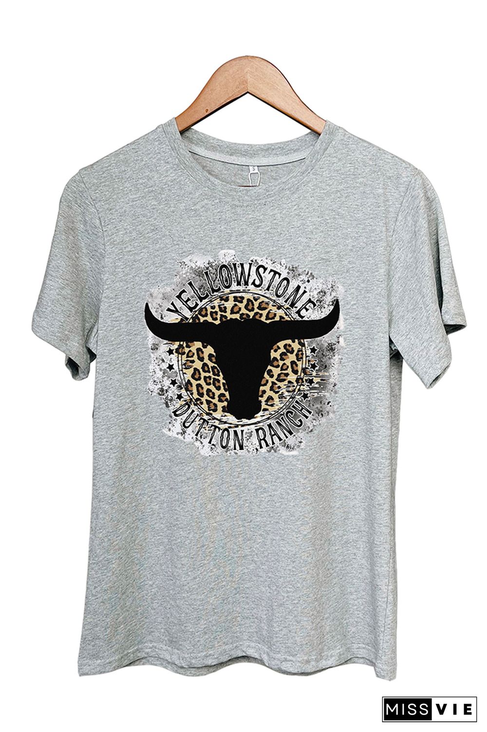 Yellowstone Dutton Ranch Leopard Short Sleeve Graphic Tee Wholesale