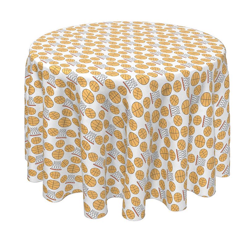 Round Tablecloth， 100% Polyester， 90 Round， Basketball and Hoops