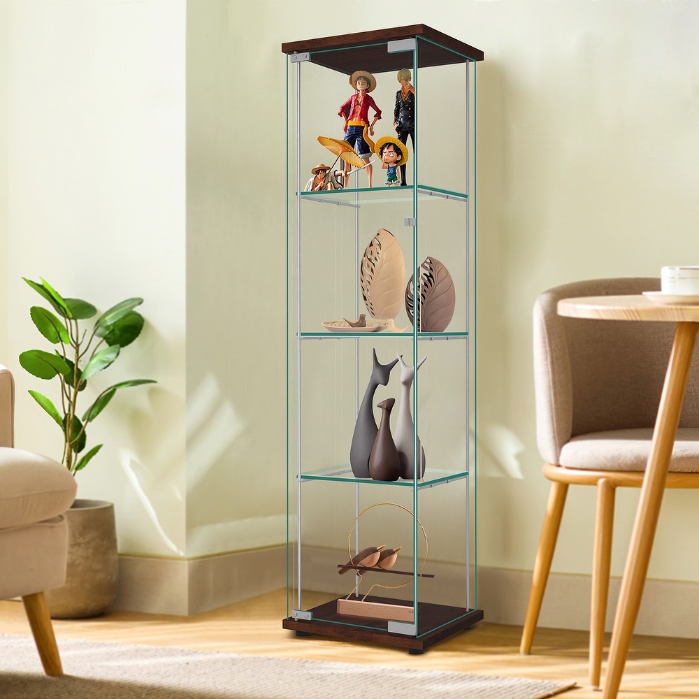 Tempered Glass Bookshelf Curio Display Cabinet