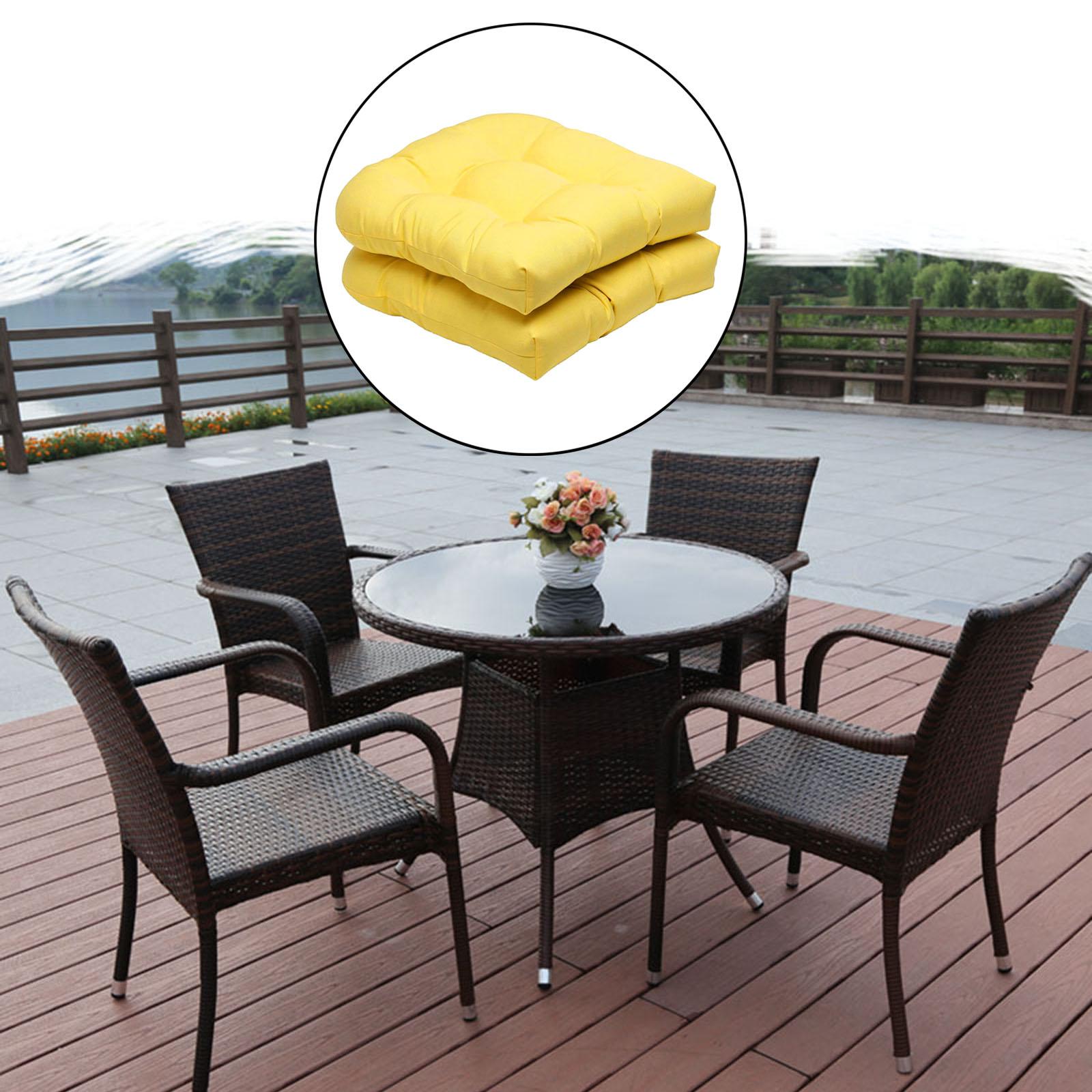 2 Pack Solid Color Tufted Pad Wicker Se Cushions 48x48cm Pio Yellow