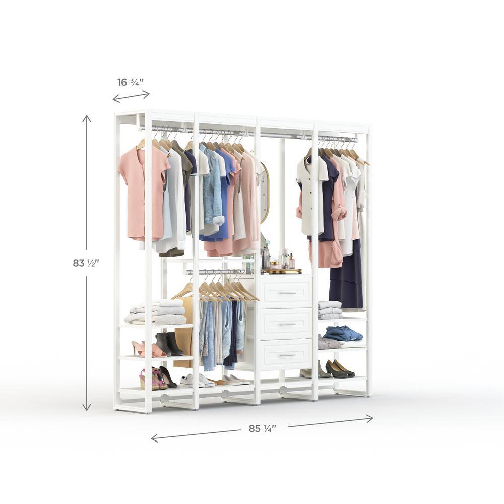 CLOSETS By LIBERTY 84 in. W White Adjustable Wood Closet System with 13-Shelves and 4-Rods HS4674-RW-07