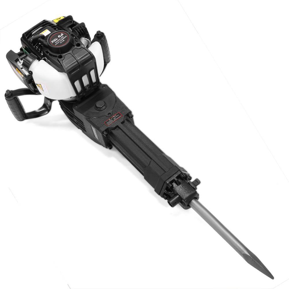 XtremepowerUS 38 cc Gas Powered 4-Stroke 26 in. x 15 in. Demolition Concrete Breaker Drill Jack Hammer with 2 Chisel Plastic Handle 61128-H1