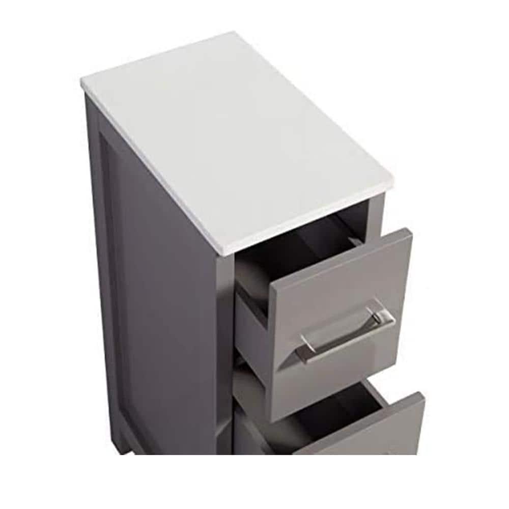 Vanity Art 12 in W x 185 in D x 30 in H Bath Vanity Side Cabinet in Grey with Engineered Marble Top