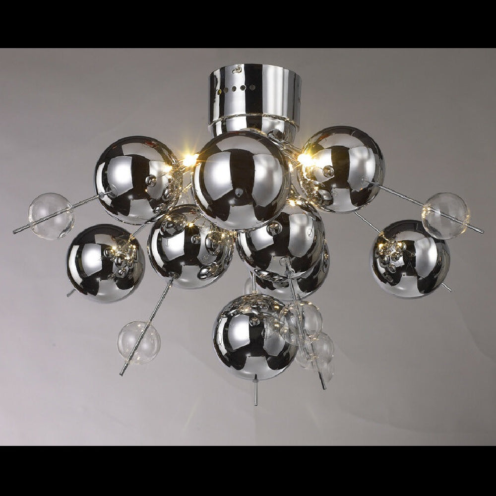 Febland LBL23C/6 Molecular Polished Chrome & Clear Bauble 6 Lamp Semi Flush Light