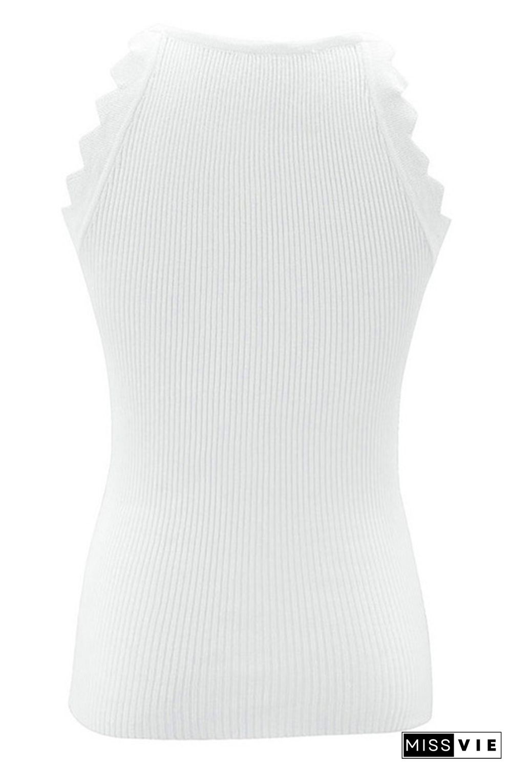 Scallop Edge Skinny Knit Tank Top