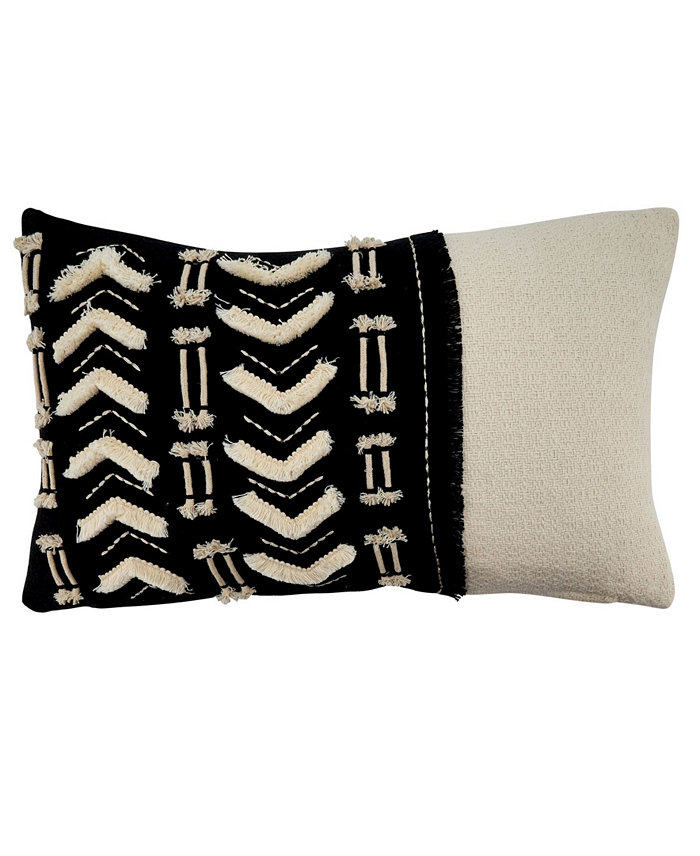 Saro Lifestyle Geometric Embroidered Decorative Pillow， 12 X 20