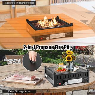 HONEY JOY Portable Propane Fire Pit 40000 BTU Tabletop Fire Pit for Tables with 2 in. Umbrella Hole Compact Propane Fire Pit TOPB006545