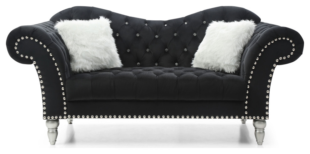 Wilshire Sweetheart Back Tufted Loveseat   Traditional   Loveseats   by Glory Furniture  Houzz