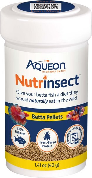 Aqueon Nutrinsect Fish Food Betta Pellets， 1.41-oz