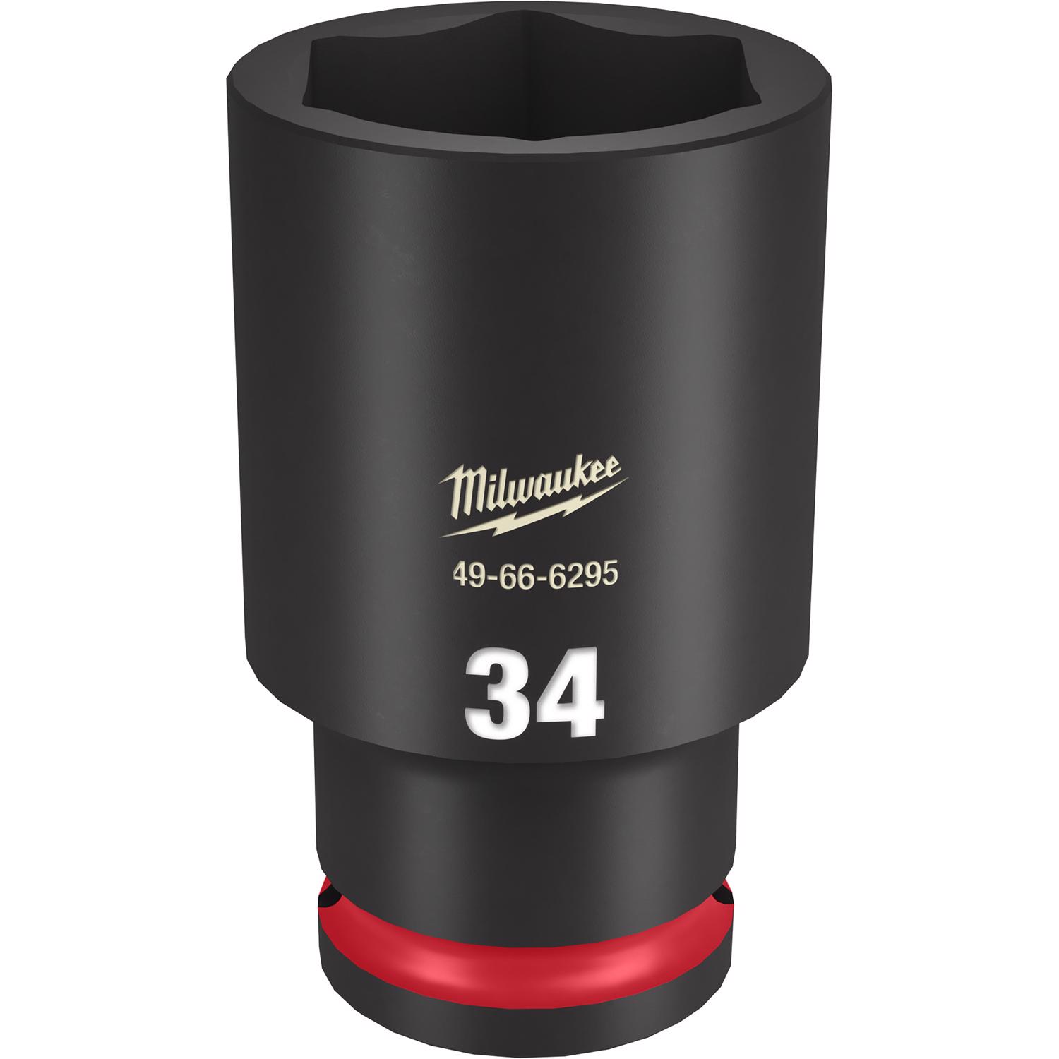 MW Shockwave 34 mm X 1/2 in. drive Metric/SAE 6 Point Deep Impact Socket 1 pc