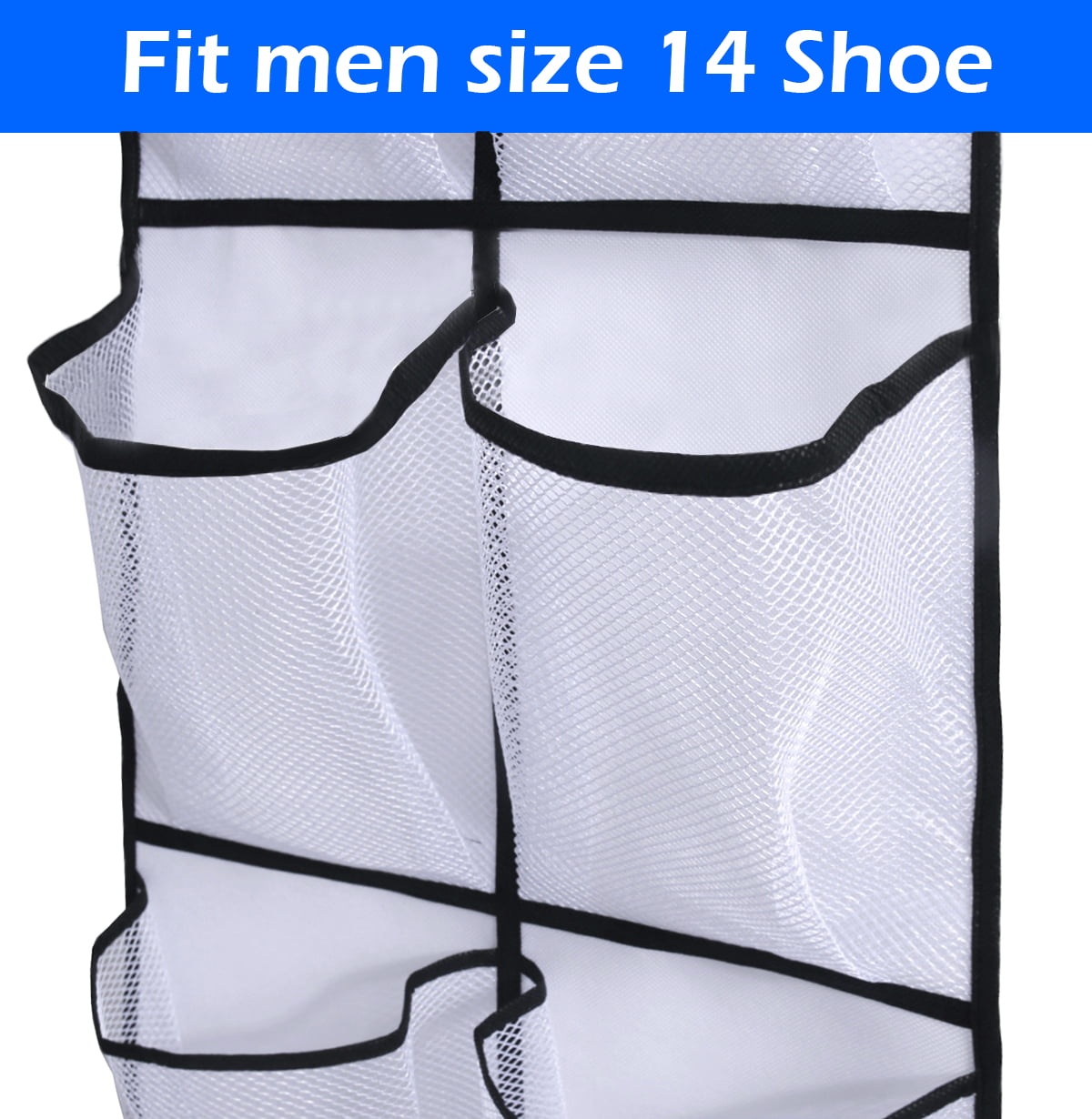 MISSLO 12 Mesh Pockets Over The Door Shoe Organizer Hanging Narrow Closet Door Shoe Rack for Pantry Storage Holder， 2 Packs， White