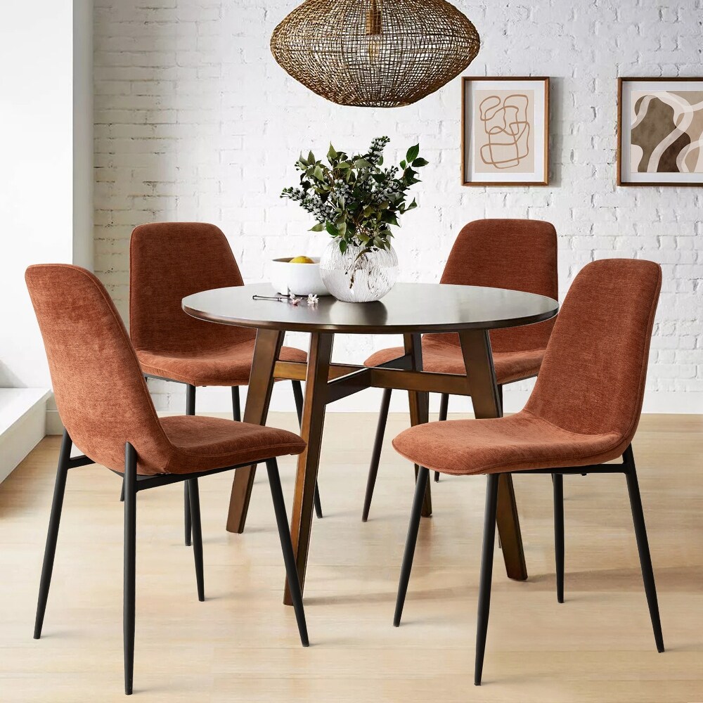 Upholstered Dining Chair with Black Metal Legs (Set of 4)