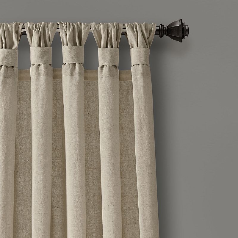 Lush Decor Burlap Knotted Tab Top Set of 2 Window Curtain Panels