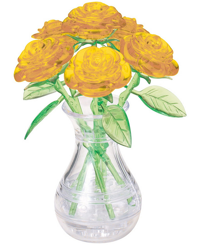 BePuzzled 3D Crystal Puzzle - Roses In A Vase Yellow - 46 Piece