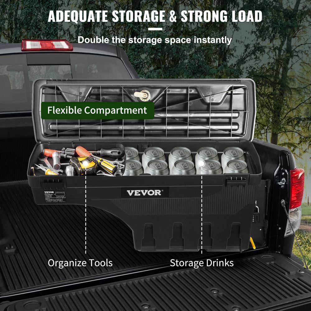 VEVOR 28 in. ABS Truck Bed Storage Box 6.6 Gal. Passenger Side Truck Tool Box with Password Padlock for Tundra 2007-2021Black KTOYOTATUNDRALH6JV0