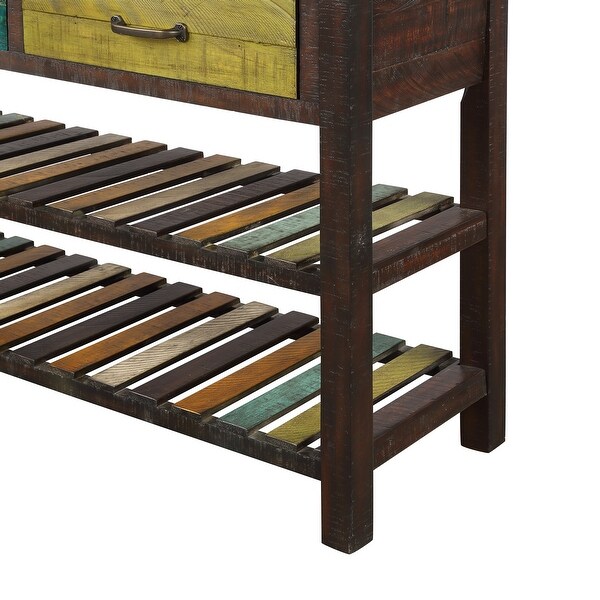 Nestfair Console Table with Drawers and 2 Tiers Shelves