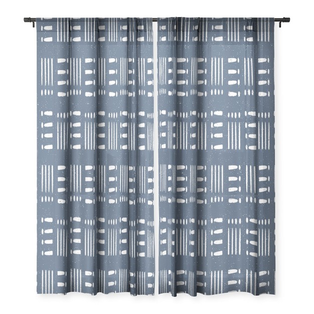 Coastl Studio Mudcloth Classic Blue Single Panel Sheer Window Curtain Deny Designs