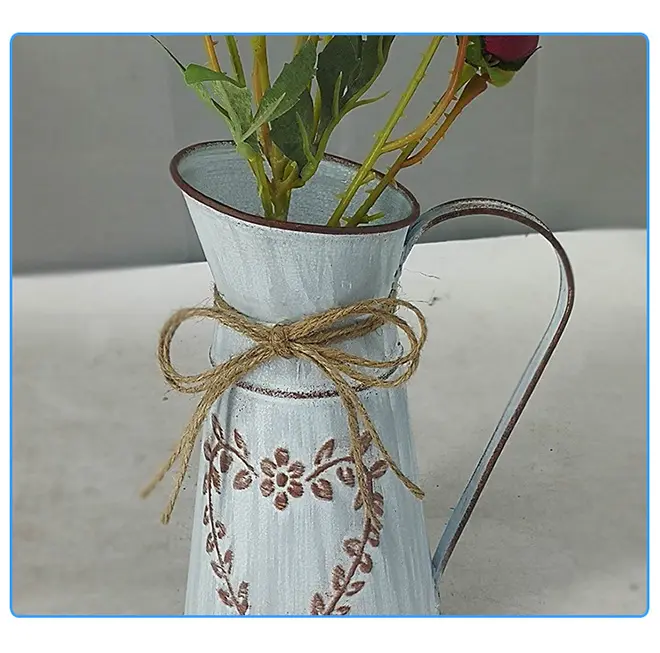 Hot Rustic Shabby Chic Vases Vintage Galvanized Flower Vase for Home Table Centerpieces Wedding Flower Arrangements Supplies