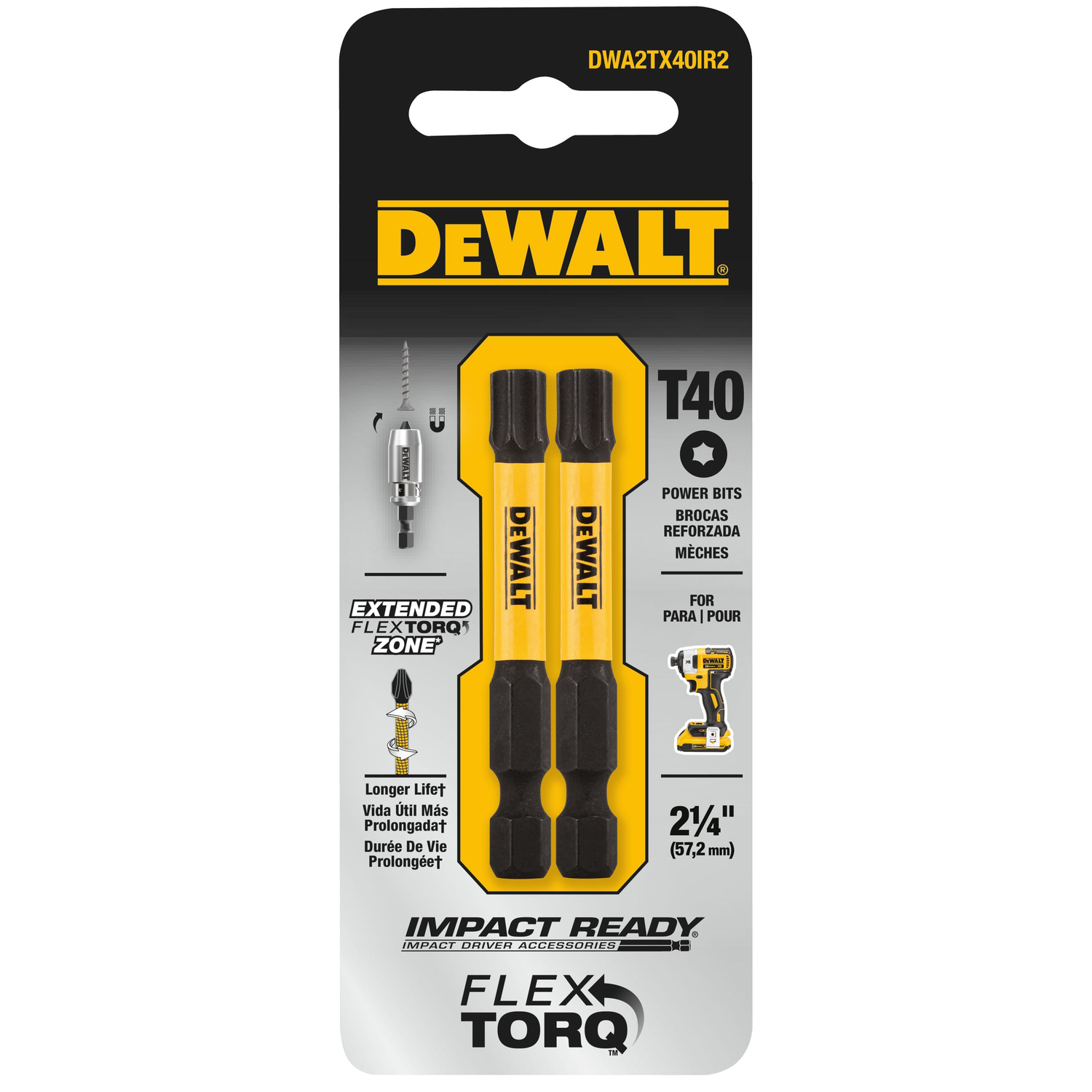 DW Impact Ready Torx T40 X 2 in. L Screwdriver Bit 2 pc