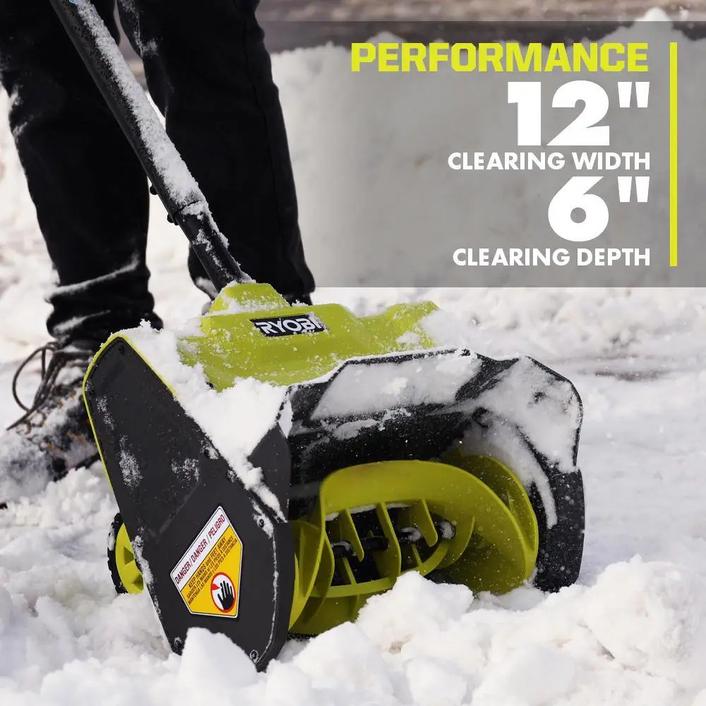 RYOBI 40V 12 in. Single-Stage Cordless Electric Snow Shovel with 4.0 Ah Battery and Charger RY408130