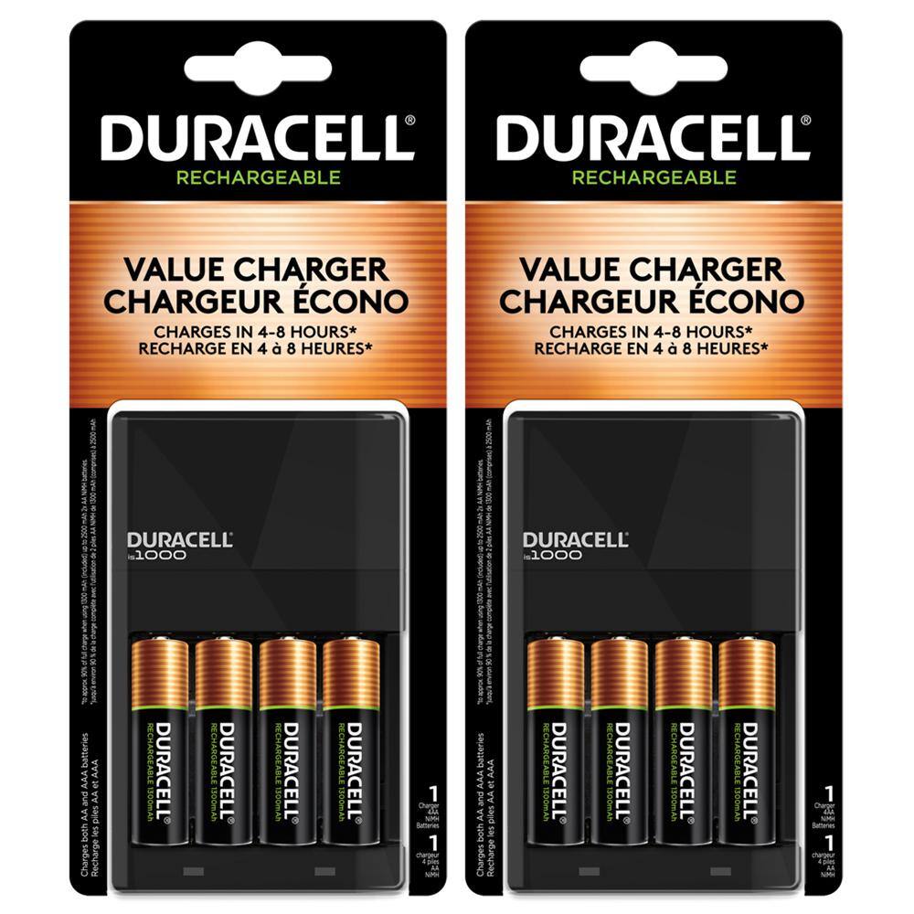 Duracell Coppertop Alkaline AA Battery Charger with 4 AA Rechargeable Batteries Included (8 Total Batteries) 004133304308