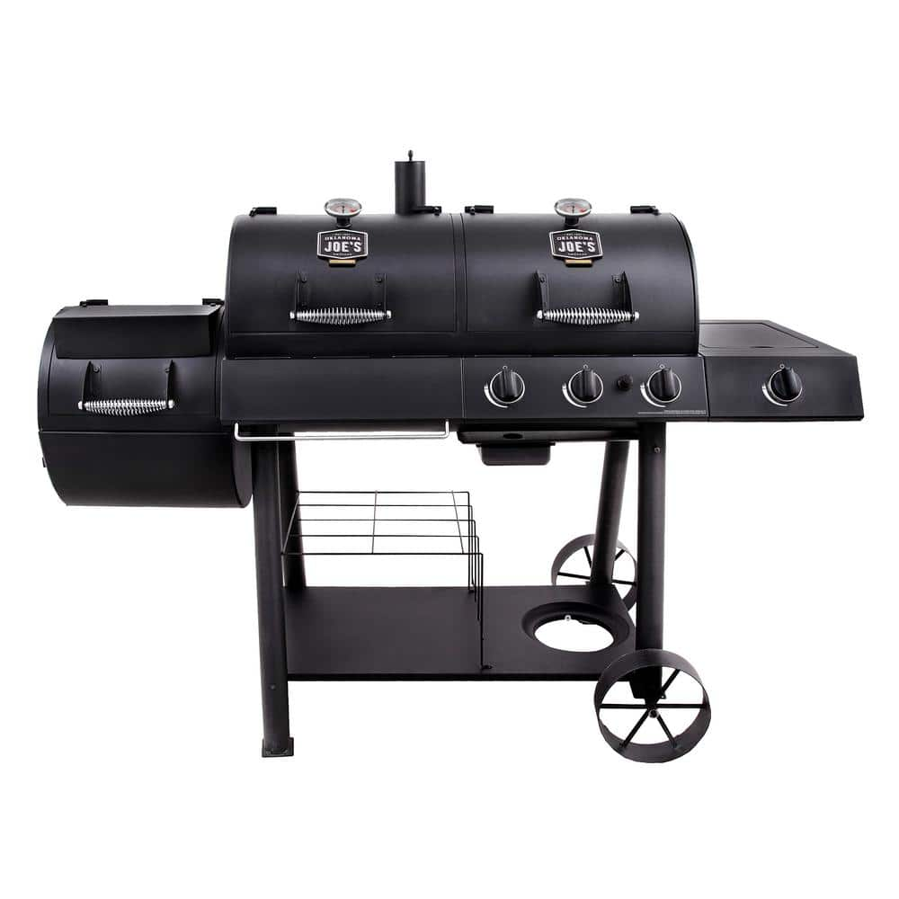 OKLAHOMA JOE'S Longhorn Combo 3-Burner Charcoal and Gas Smoker Grill in Black with 1,060 sq. in. Cooking Space 15202029