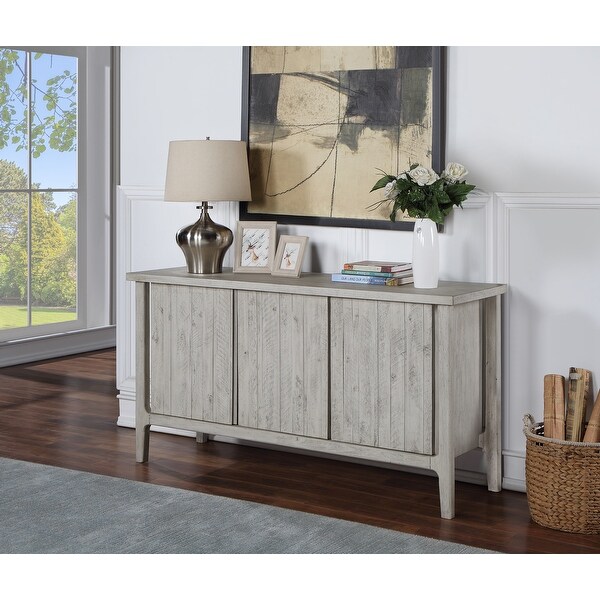 Somette Jasmine Aged White Three Door Credenza