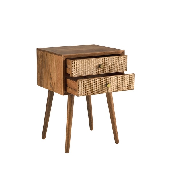 Dylan 25-Inch Tall Solid Wood and Rattan End Table