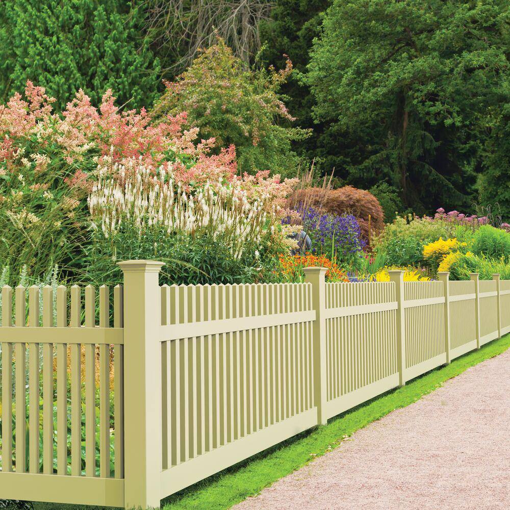 Barrette Outdoor Living Yukon Straight 4 ft. H x 8 ft. W Sand Vinyl Un-Assembled Fence Panel 73011687