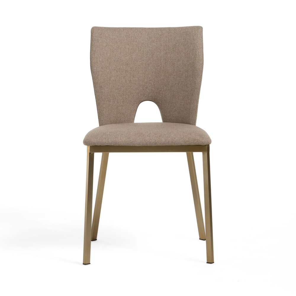 Modrest Burton Modern Beige   Brass Dining Chair (Set of 2)