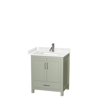 Wyndham Collection Sheffield 30 in. W x 22 in. D x 35.25 in . H Single Bath Vanity in Light Green with Carrara Cultured Marble Top WCS141430SLGC2UNSMXX