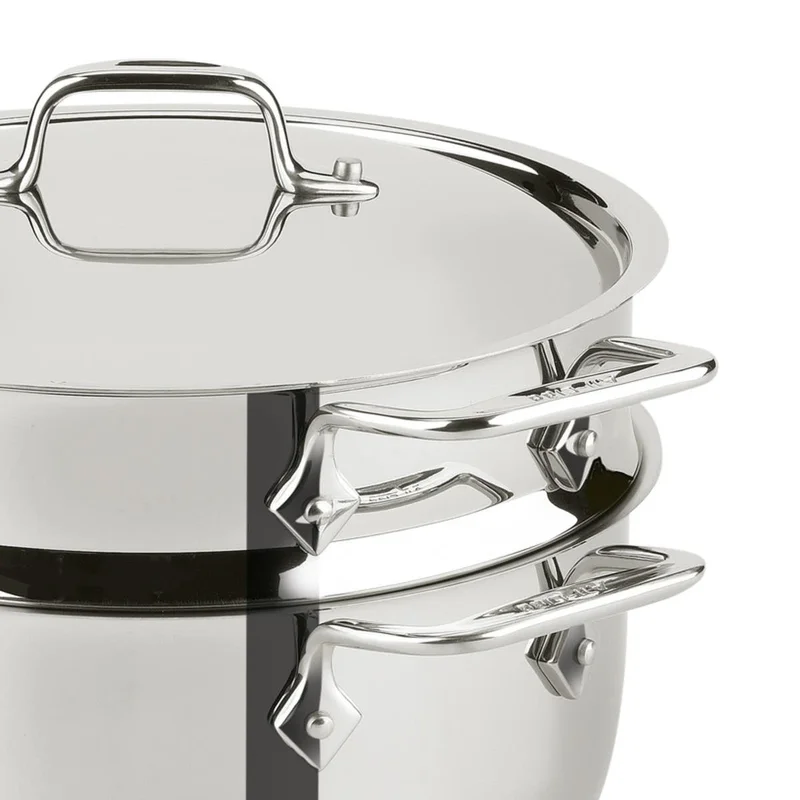 All-Clad E414S6 Stainless Steel Pasta Pot and Insert Cookware， 6-Quart， Silver