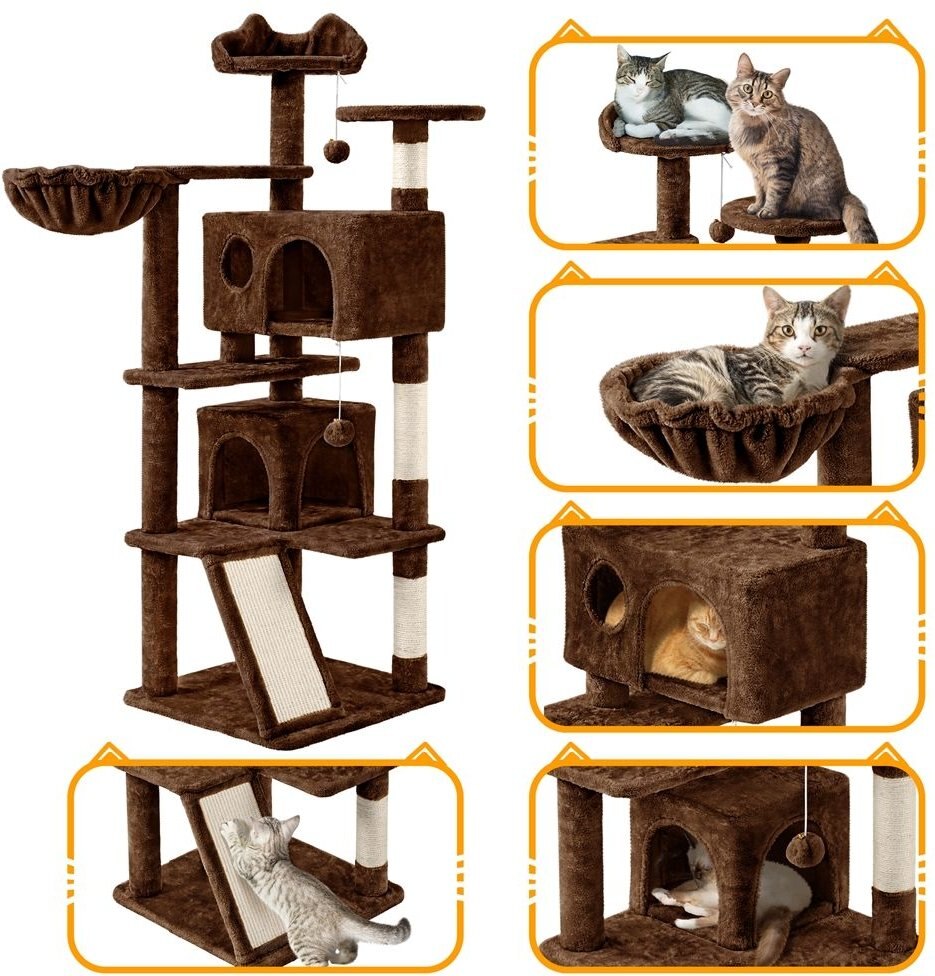 Yaheetech 57-in Plush Cat Tree and Condo