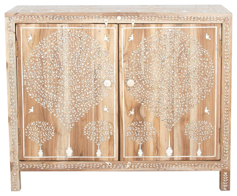 Finely Inlay Tree of Life Teak Buffet   Mediterranean   Accent Chests And Cabinets   by De cor  Houzz