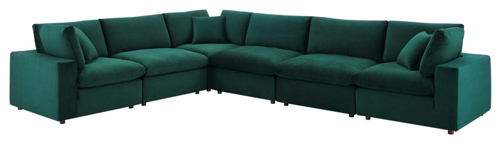 Commix Down Filled Overstuffed Performance Velvet 6 Piece Sectional   Contemporary   Sectional Sofas   by PARMA HOME  Houzz