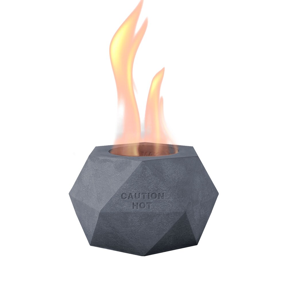 Kante Diamond Portable Concrete Rubbing Alcohol Tabletop Fire Pit with Metal Extinguisher and Gray Base  Ethanol Fireplace