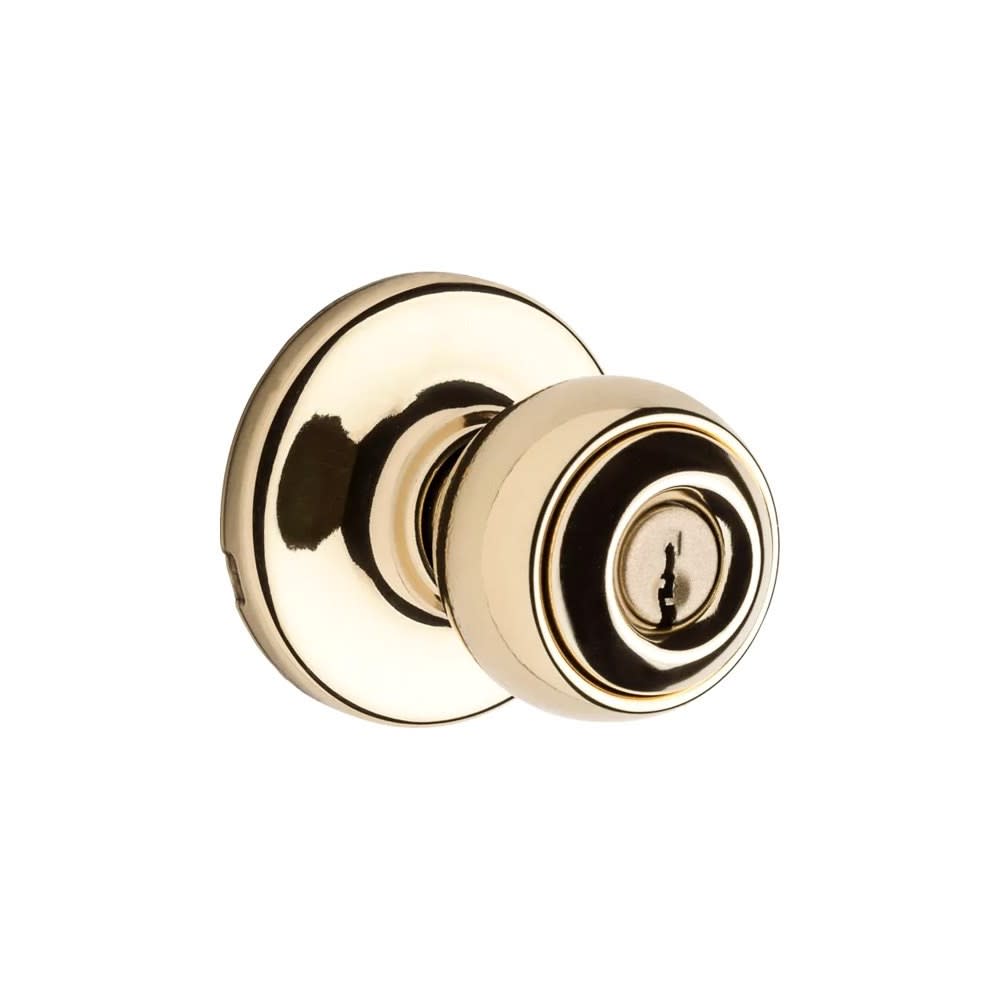 Polished Brass Security Keyed Entry Exterior Polo Lockset Knob