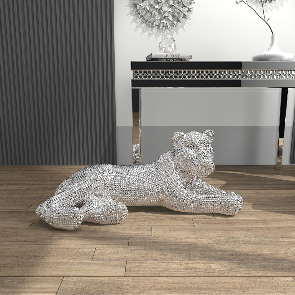 Polystone Glam Sculpture Leopard 14 x 39 x 19   39 x 19 x 14