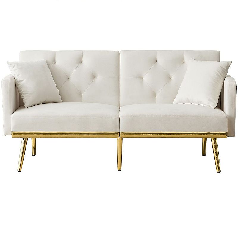 F.c Design Velvet Sofa Bed - Luxurious And Comfortable Sleeper Sofa With Elegant Velvet Upholstery