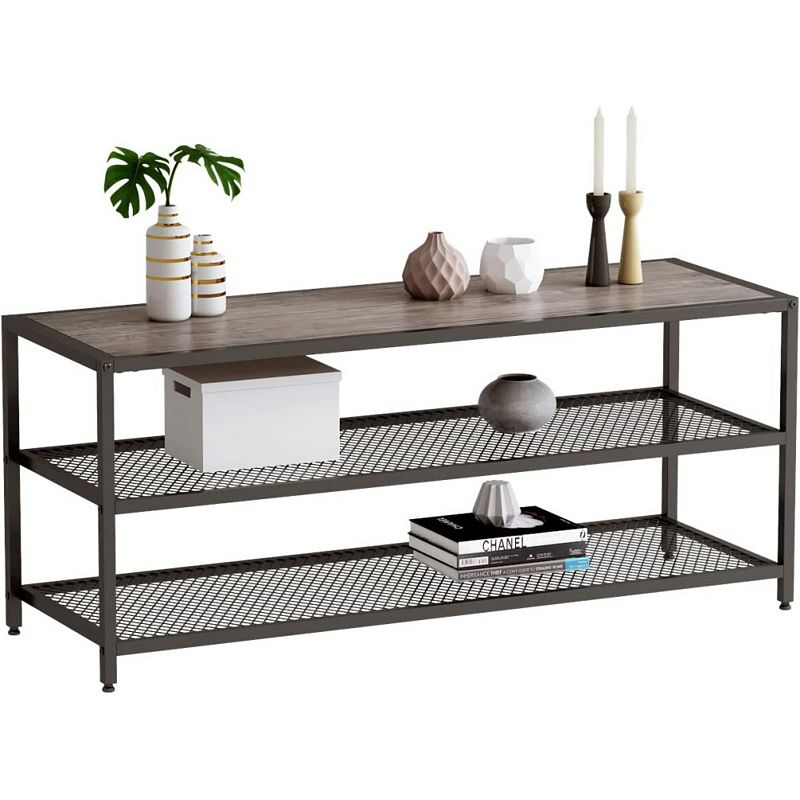 Year Color 3-Tier Entertainment Center Industrial TV Stand with Open Storage Shelves