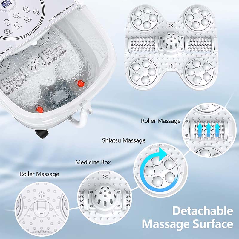 Foot Spa Bath Massager Pedicure Spa Tub with Heat, 2 Rollers, 4 Shiatsu Massagers, Temperature Control, Timer, 3-Angle Shower