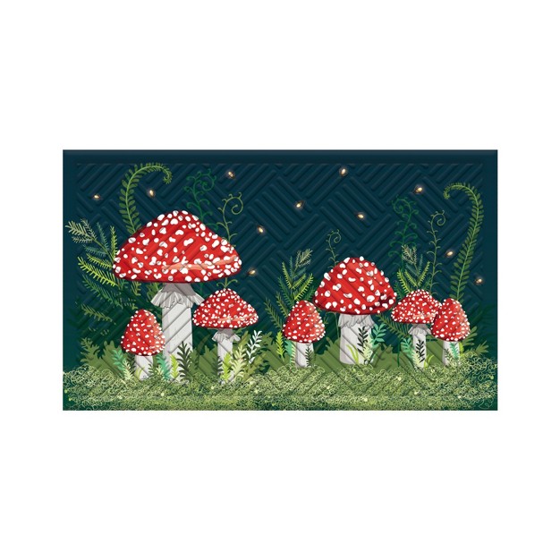 Evergreen Welcome Friends Mushroom Embossed Indoor Outdoor Doormat Home Decor