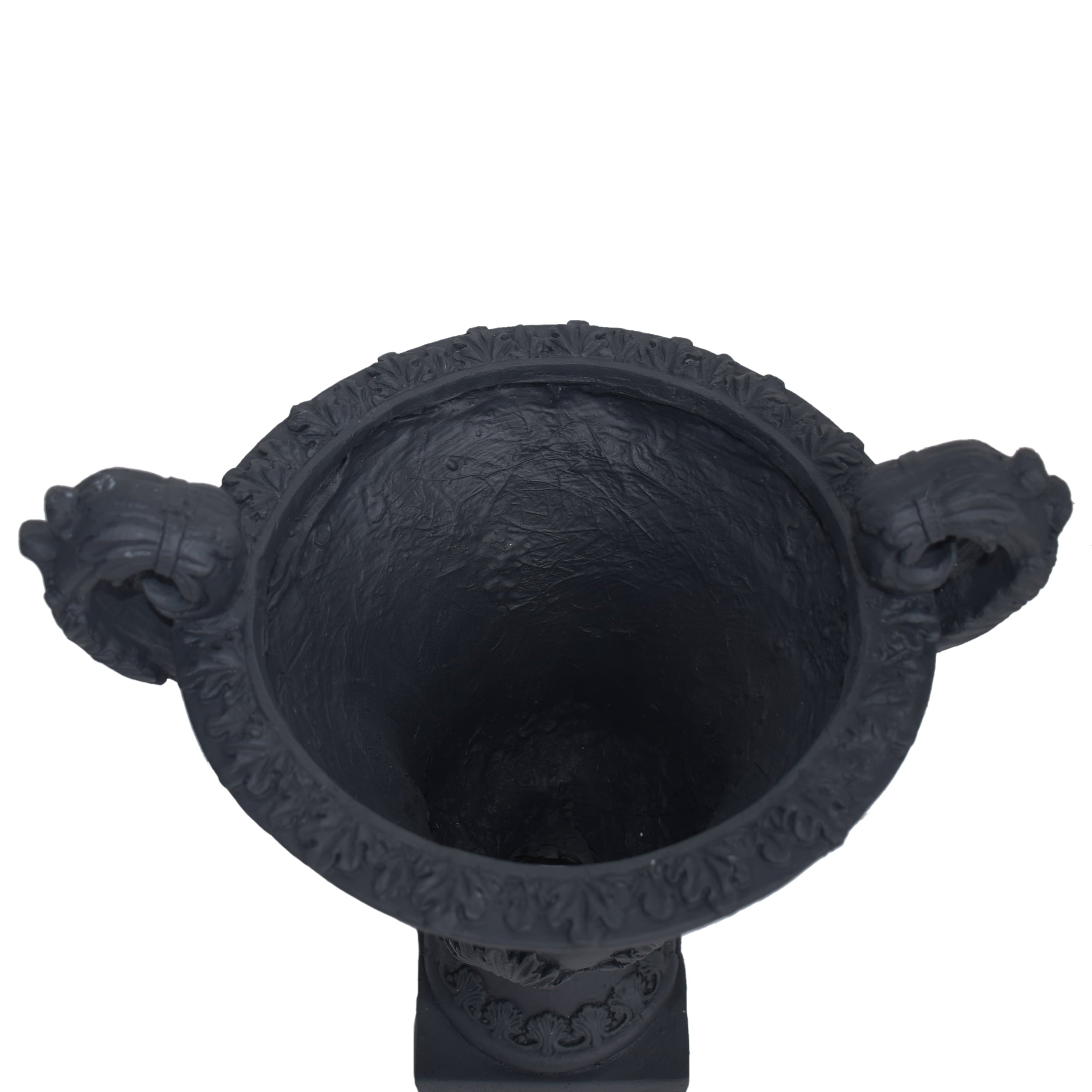 Egypt Outdoor Light Weight Concrete Chalice Garden Urn Planter, Black