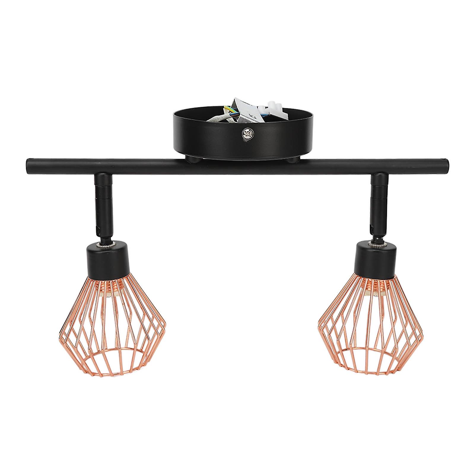 Track Lighting Kit 2 Rotatable Head Track Wall Ceiling Spotlight with Woven Cages for Kitchen Living Room